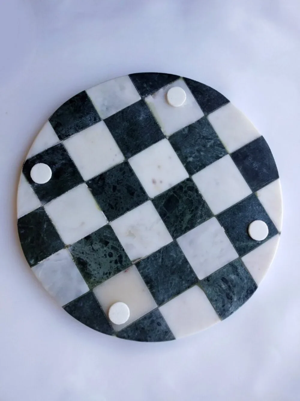 Glass Cloche with Marble Checkerboard Base